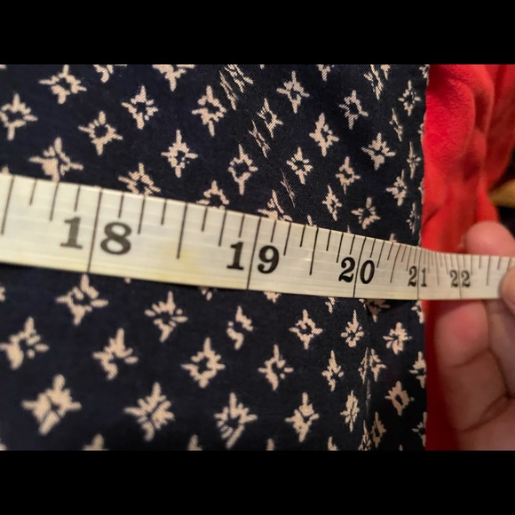 Navy halter button up back, ruffled neck navy top sleeveless - Picture 6 of 7